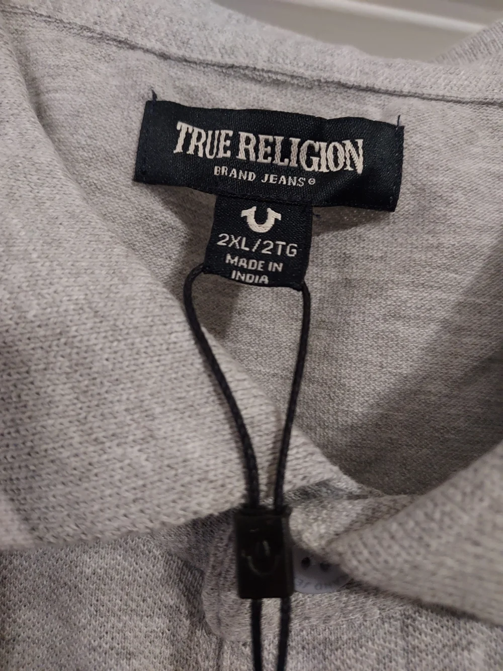True Religion Men's Light Gray Polo with Contrast Trim